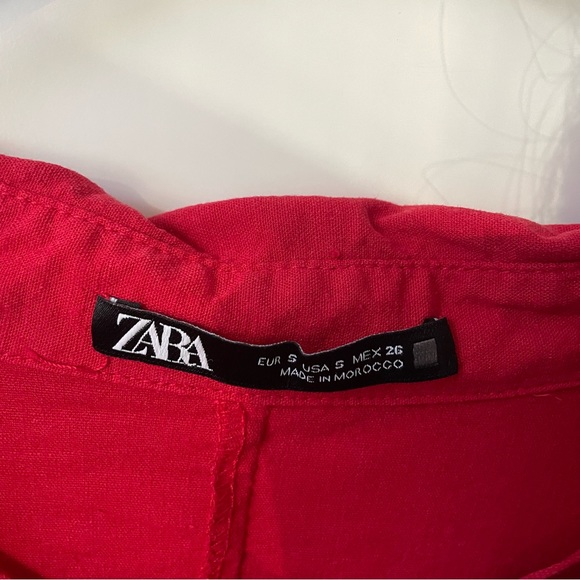 Zara Red Linen Dress - Picture 4 of 5